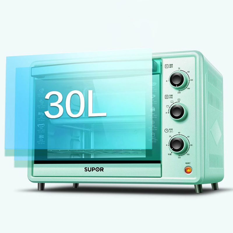 苏泊尔(SUPOR)电烤箱 多功能家用烘焙蛋糕30升大容量烤箱 超长定时 四层烤架 广域控温 薄荷绿K30FK806高清大图