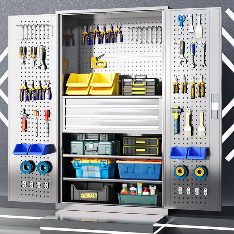 昀物不锈钢工具柜三抽带网台高清大图