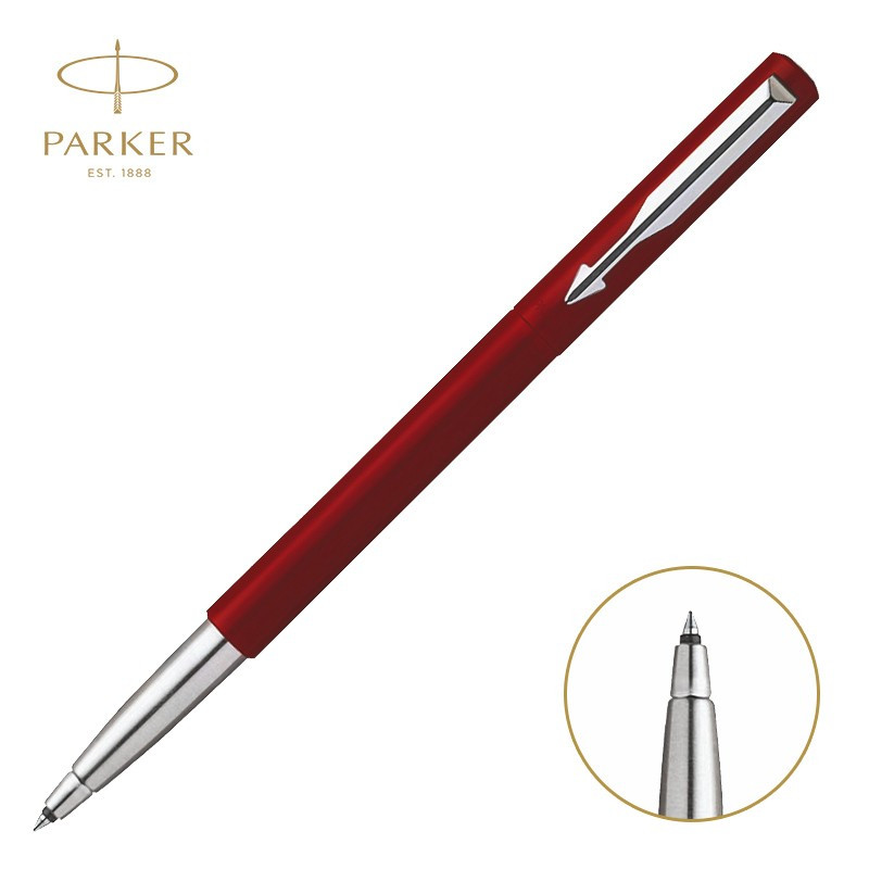 派克PARKER 签字笔 威雅红色胶杆宝珠笔 学生办公通用日常书写拔帽式佩戴0.7mm黑色水性宝珠笔芯