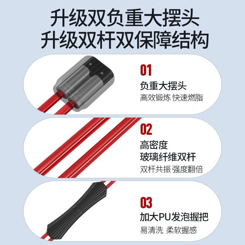 宏太(HongTai)力士棒多功能肌肉训练弹力棒健身棒-双股款HT-01FL 红色高清大图