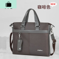 公文包男牛津布商务斜挎包休闲单肩包防水男士大容量帆布手提包NEWLAKE 大号咖啡色