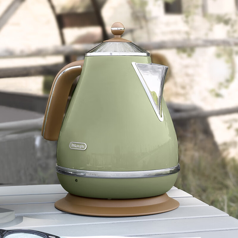 德龙(Delonghi)电热水壶 复古系列烧水壶 家用办公室 304不锈钢 KBOV2001.GR 橄榄绿高清大图