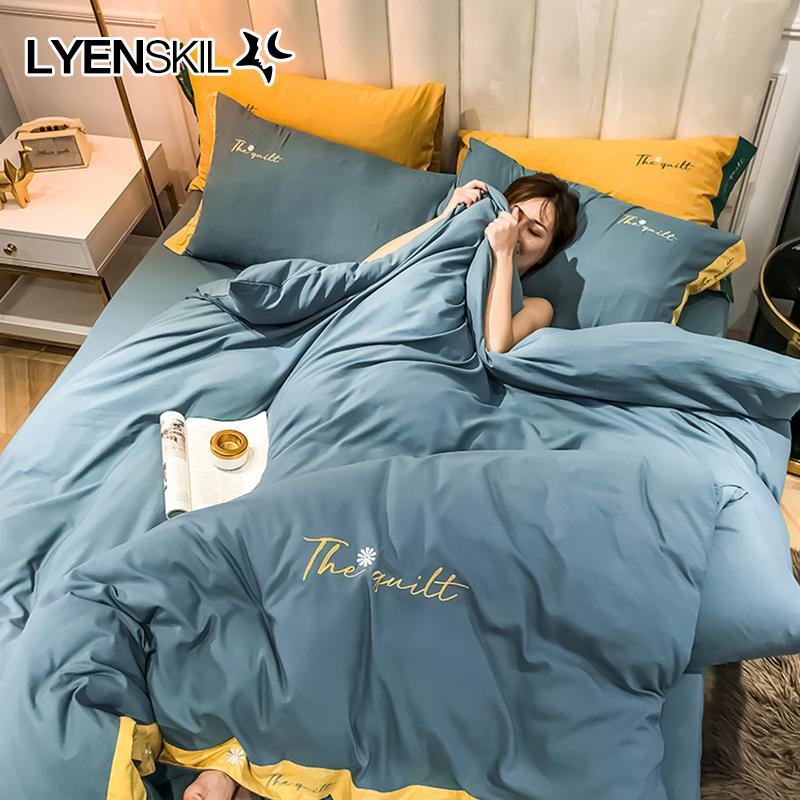 款水洗棉简约刺绣四件套亲肤床单被套北欧风床上用品_831高清大图