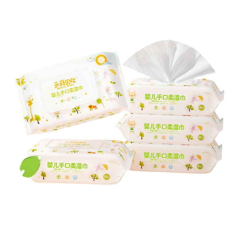 天真贝比婴儿手口专用湿巾新生儿宝宝大包带盖 3包高清大图