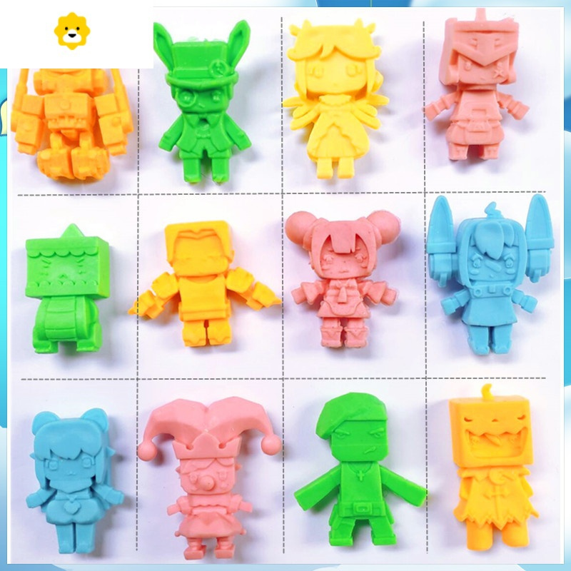 公仔玩具动漫游戏人偶挂件儿童透明变色橡皮玩偶 迷你世界橡皮随机8个