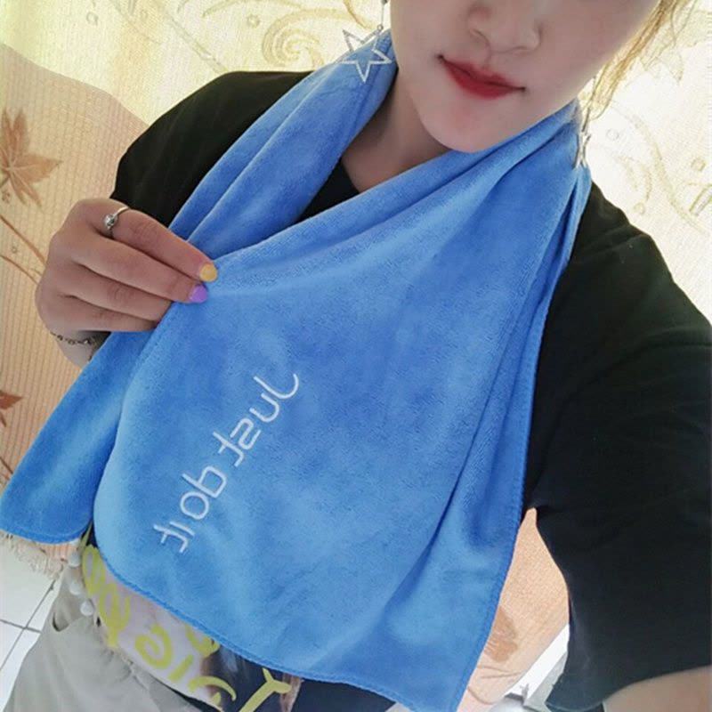 大毛巾运动跑步毛巾冲凉洗脸健身房擦汗毛巾吸汗家用定制绵柔吸水Z8|35*75(2条)宝蓝+咖色图片