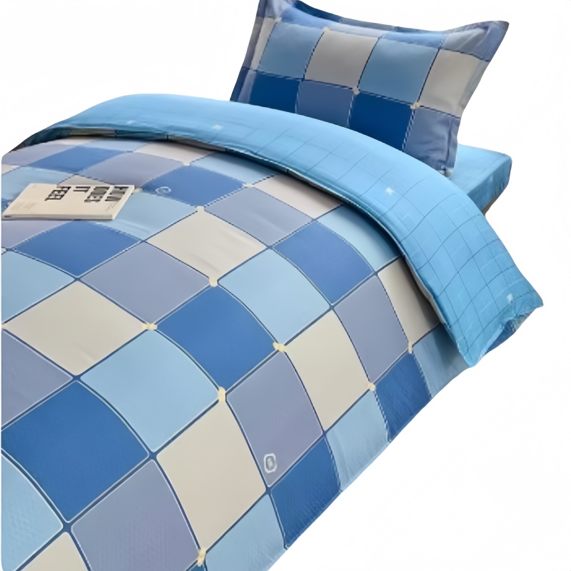 铭思沃三件套床单款0.9*2.0m床 蓝格 套高清大图