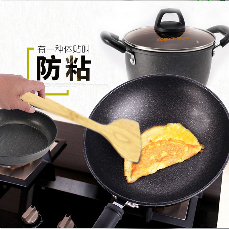 康巴赫 麦饭石色锅具套装厨具套装 麦饭石色系列炒锅煎锅汤锅三件套KGL3A 整套价