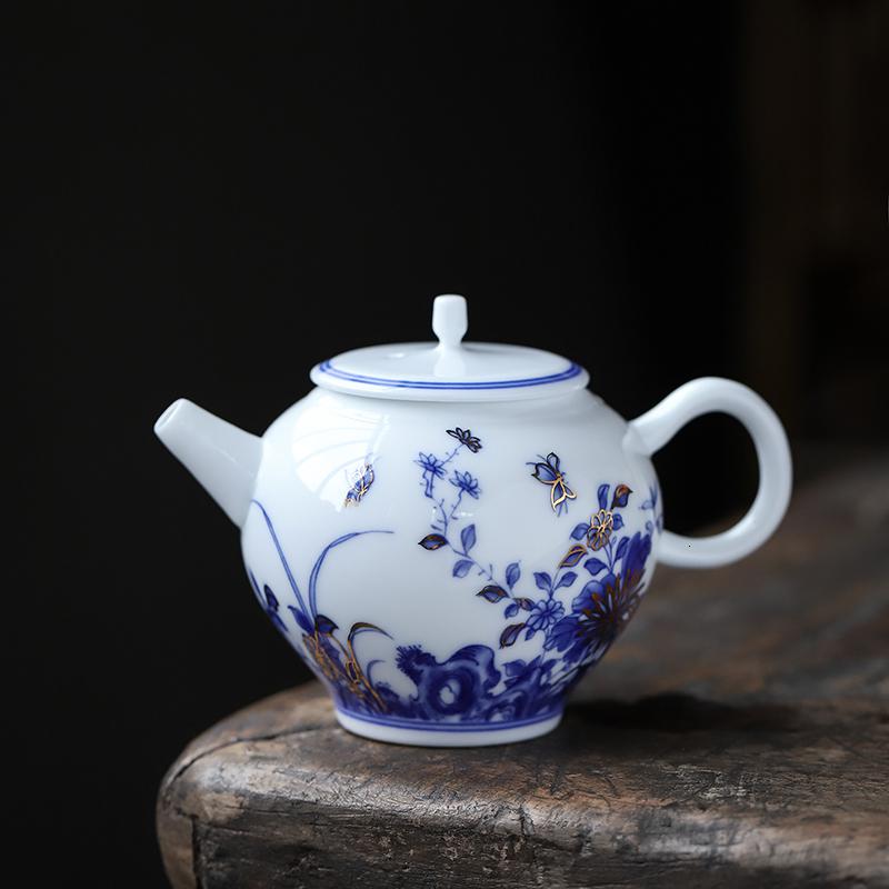 家柏饰(CORATED)茶壶陶瓷单壶家用青花瓷泡茶壶描金功夫冲茶器简约过滤小茶壶高清大图