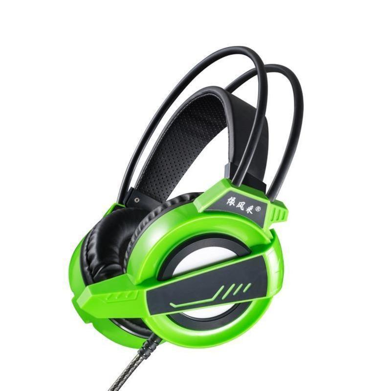 台式电脑用绿色耳机r1头戴式耳机台式电脑游戏耳麦网吧音乐重低音语音