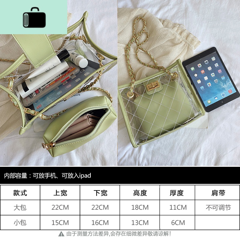 夏季包包女2020新款斜挎韩版女学生透明包链条百搭果冻包ins挎包NEWLAKE高清大图