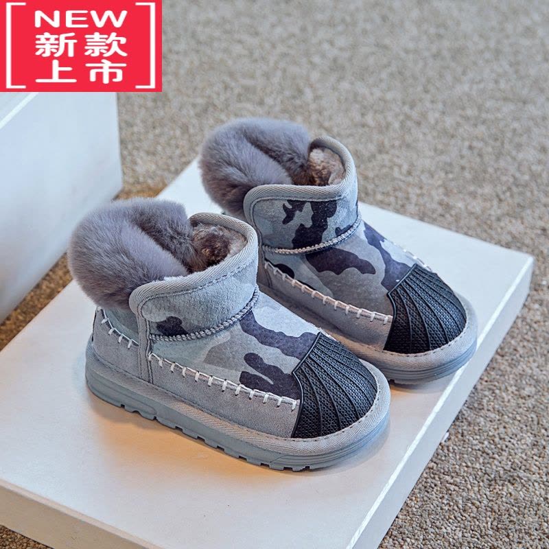 可莉允儿童雪地靴一体冬季加绒加厚男童鞋子雪地棉宝宝大棉鞋女童潮图片