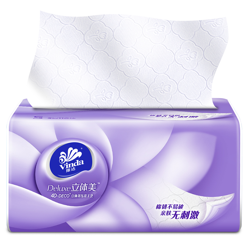 维达(Vinda)棉韧立体美压花抽纸3层100抽24包