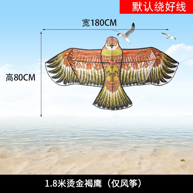 2020年潍坊新款儿童初学者微风易飞老鹰成人大型风筝大特大创意 三维工匠 1.8米烫金褐鹰(仅风筝)图片