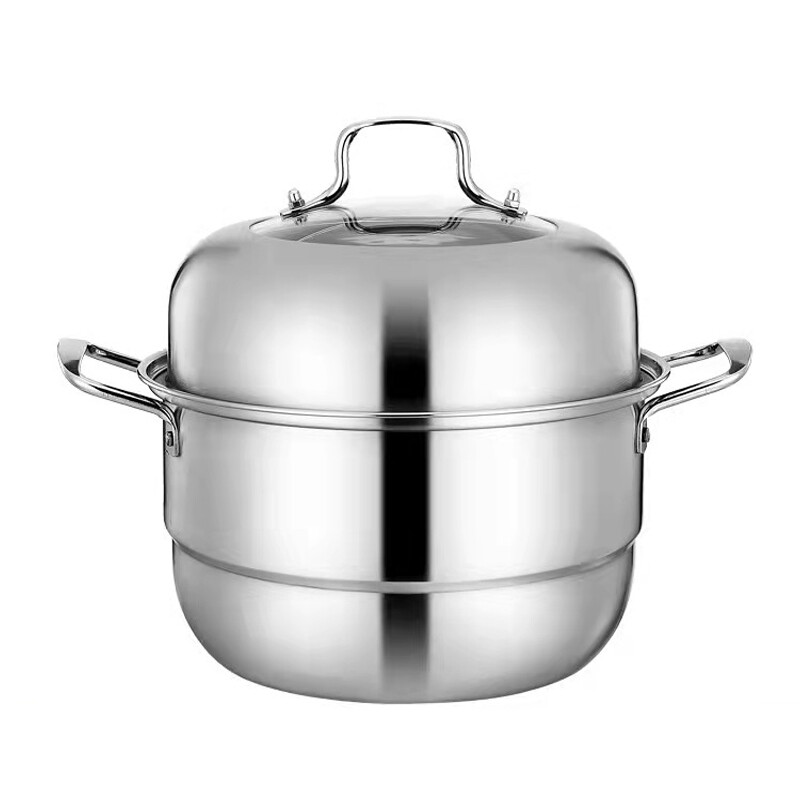 艾逸瑶选兰斯欧式多用双层蒸锅 不锈钢大容量蒸煮锅蒸笼28CM/CJ-21016-2!
