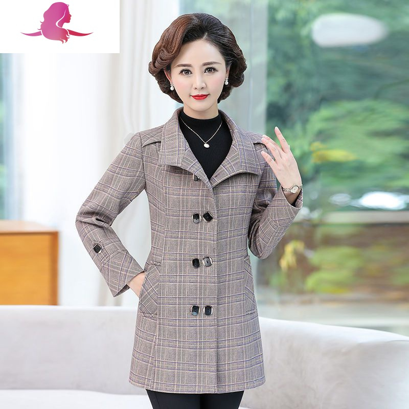 艳如飞中老年女装春秋季中长款风衣外套40-50岁妈妈秋装洋气上衣中年