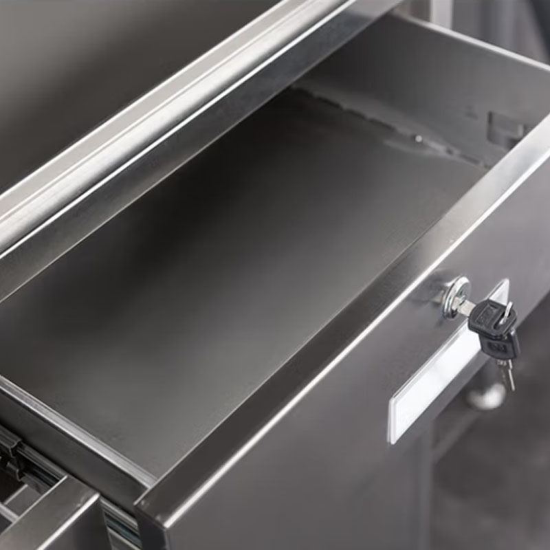 戌林 不锈钢矮柜二斗下节 带轮/台高清大图