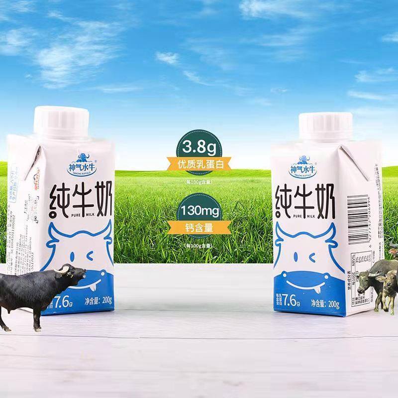 皇氏乳业神气水牛纯牛奶儿童营养早餐高钙奶全脂学生补钙奶200g*10盒整箱