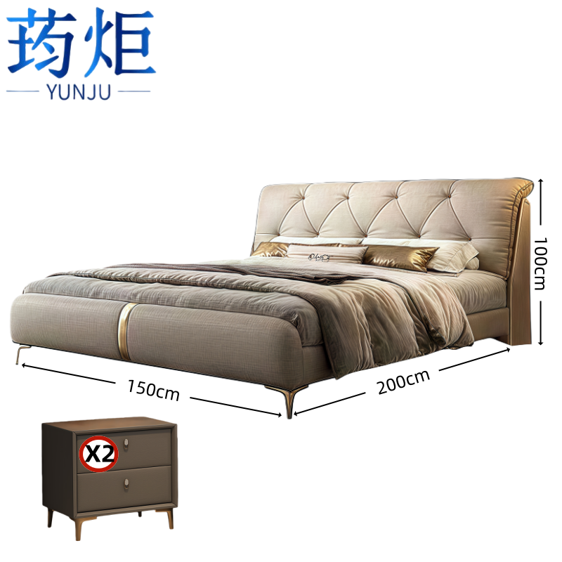 荺炬单人床1.5m床+2柜组高清大图