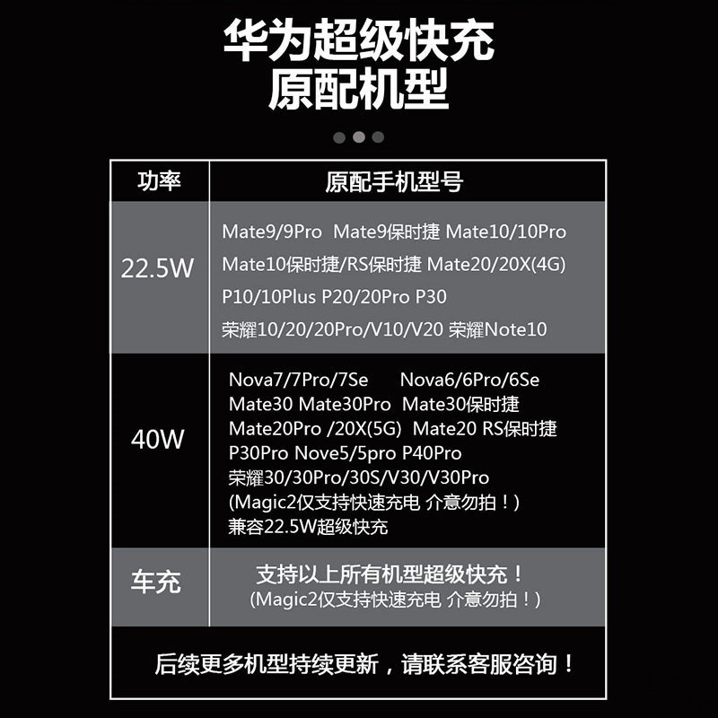 华为荣耀note10/v10/v20s充电器mate20/10/9适用5A快充电源数据线 40W超级快充套装