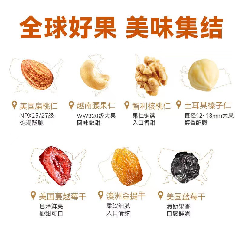 沃隆 每日坚果 家庭分享混合装750g (A款15袋+B款15袋) 坚果炒货零食特产