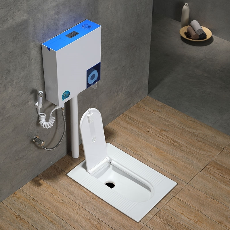 定制新款带盖子蹲便器古达古达带洗手盆陶瓷冲水箱家用小户型蹲坑卫生