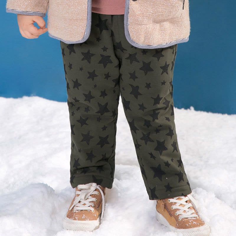 婴姿坊正品男童加厚夹棉松紧长裤宝宝冬季休闲百搭保暖棉裤新品图片