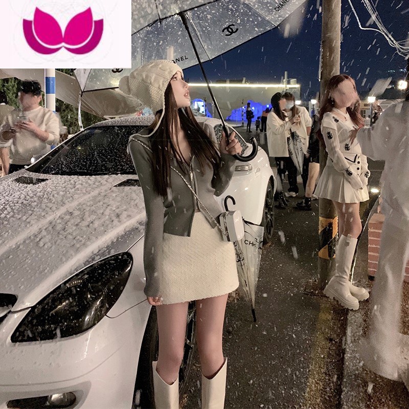 七斓秋季2022减龄网红休闲时尚针织上衣阔腿裤套职业小香风套装女高清大图