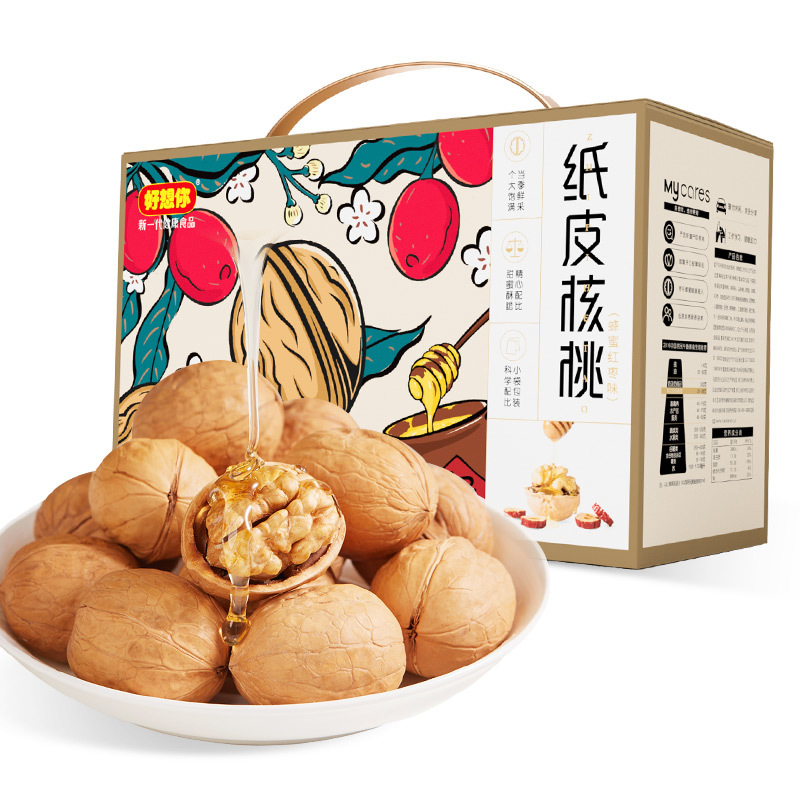 [好想你_蜂蜜红枣味纸皮核桃1288g]薄皮壳核桃新疆特产零食
