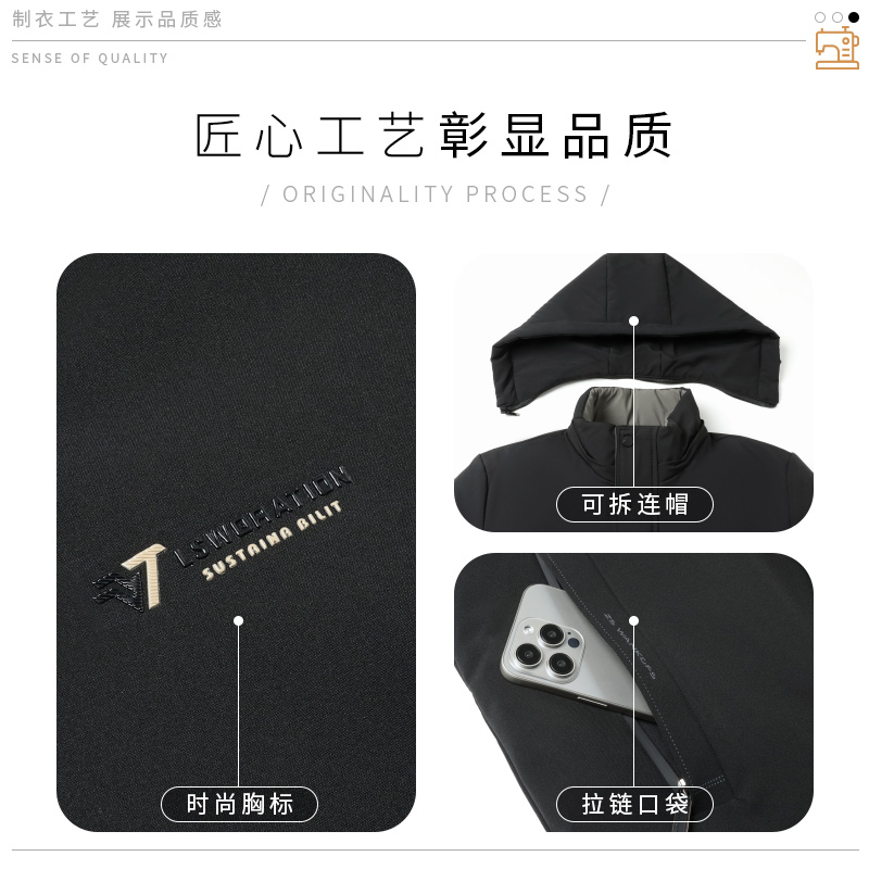 啄木鸟棉服男款冬季2025新款加绒加厚防寒棉袄休闲百搭棉衣外服服高清大图