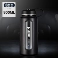 NRMEI超大容量2000ML水杯男防摔玻璃杯便携茶水分离泡茶杯子800ML 绅士黑800ml[单盖]