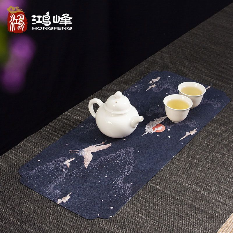 海福防水彩绘茶席-麂皮绒 干泡茶席防水布垫茶几桌布茶台配件茶盘功夫茶具茶巾茶布禅意小号