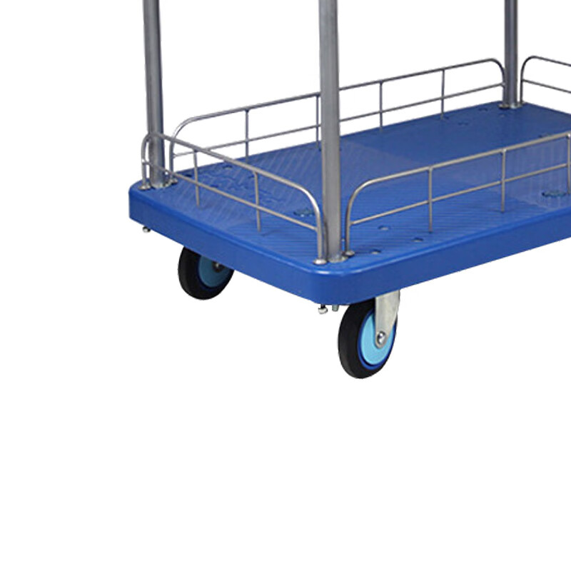 苏识 1167双层双扶手带护栏平板车 尺寸900×600mm 全塑轮 蓝色(单位:台)高清大图