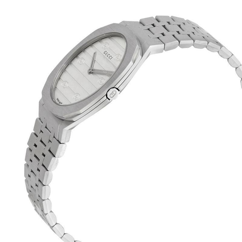 古驰gucci女表25小时不锈钢银色表盘手表时尚经典石英手表全球购