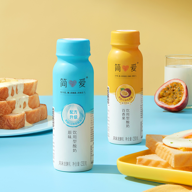 简爱 水果裸酸奶230g*12瓶(原味+百香果) 多种口味低温酸奶牛奶鲜奶