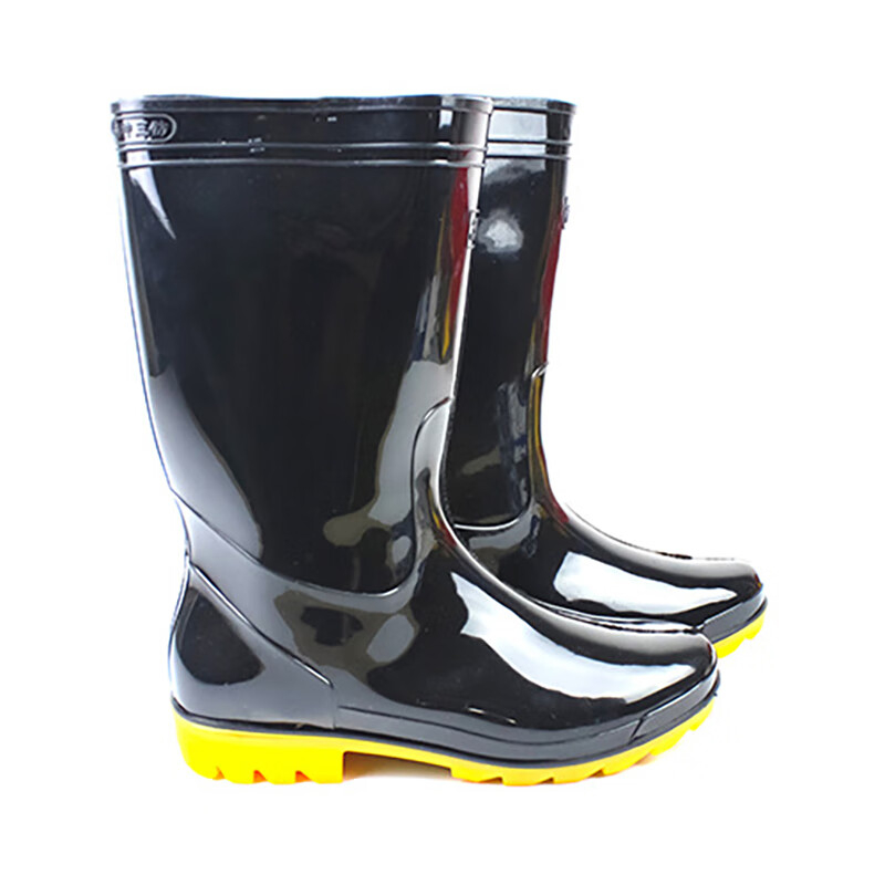 耐嘉(NAI JIA) 3517 中筒防水不易滑耐磨牛筋底雨鞋黑色 1双高清大图