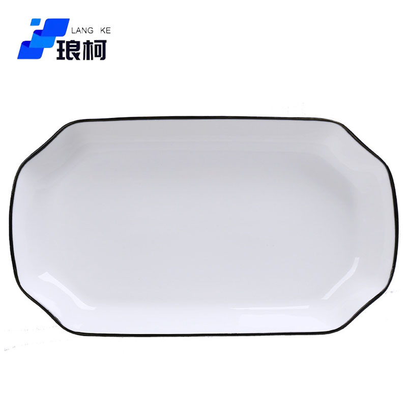 琅柯 黑线陶瓷鱼盘 12英寸 30cm