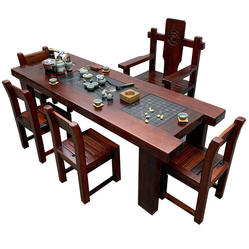 戴劲 茶台老船木茶桌椅组合中式家具功夫小茶几茶艺茶具套装一体 2.0米