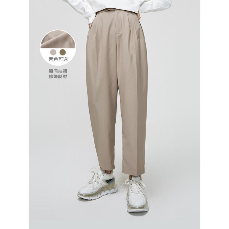 [1件5折价:75]MECITY女装冬季新款休闲职业工作锥形西裤裤子灰色西装裤女