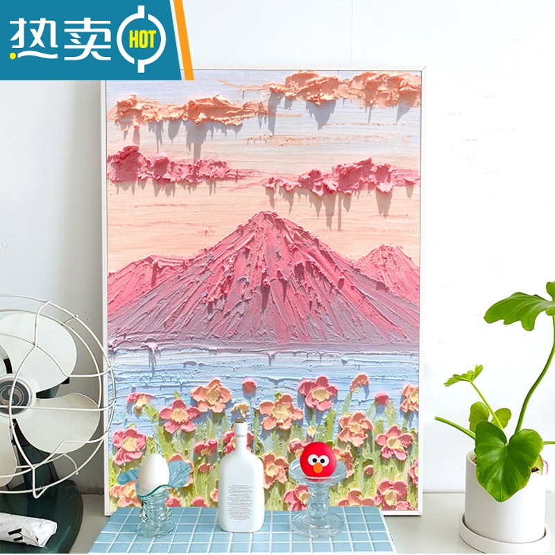 敬平ins风装饰画肌理画客厅沙发背景墙挂画卧室床头壁画油画桌面摆画装饰画高清大图