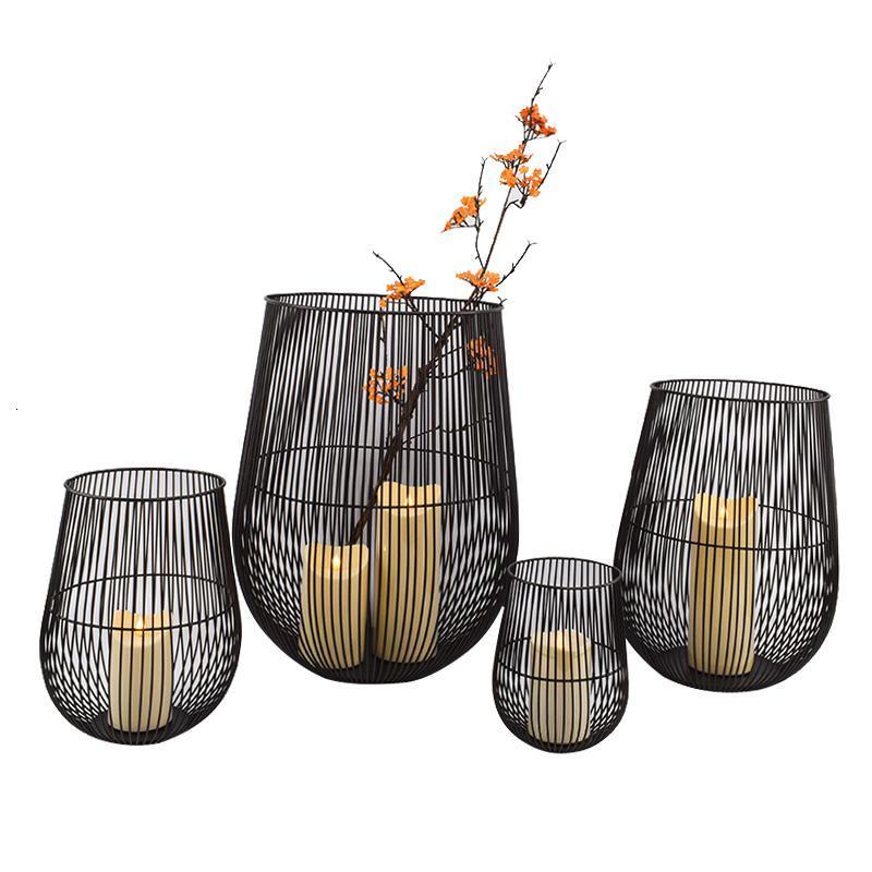 中式创意铁艺落地烛台北欧现代户外风灯家用民宿酒店摆件风灯烛台