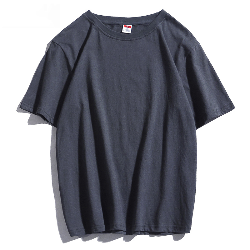 WOOG2005夏季潮牌纯色短袖男纯棉宽松t恤220g重磅不透圆领体恤