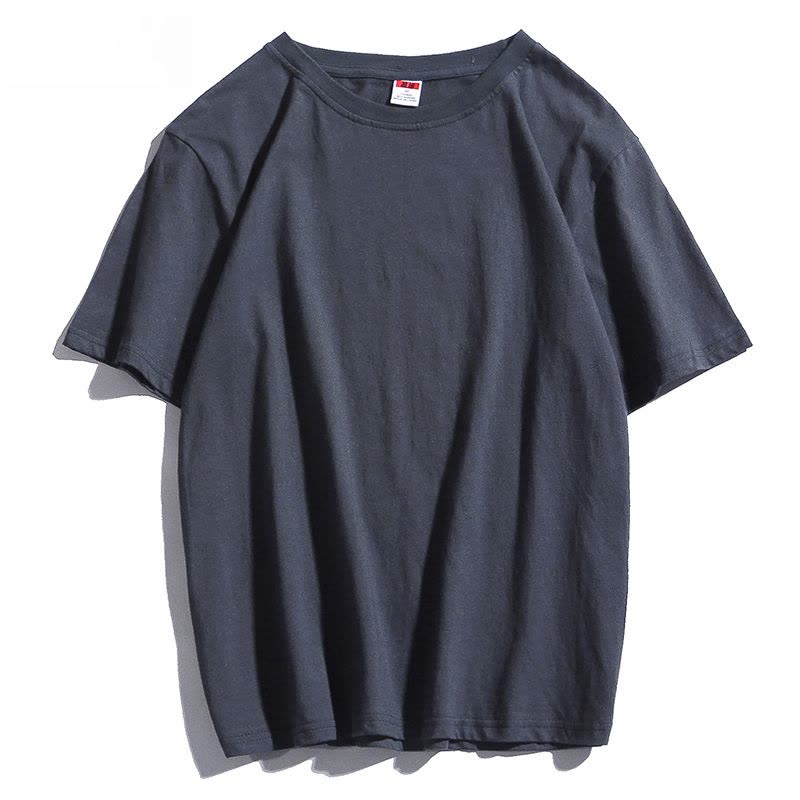 WOOG2005夏季潮牌纯色短袖男纯棉宽松t恤220g重磅不透圆领体恤图片