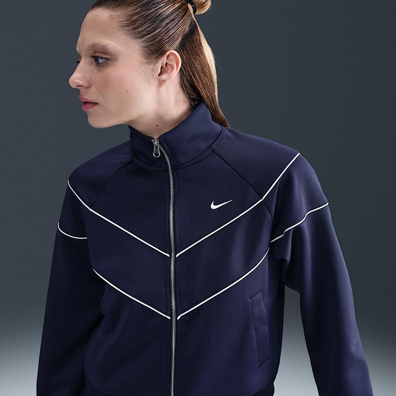 Nike/耐克女士复古风尼龙拼接针织运动夹克轻便防风潮流外套 Midnight_Navy/Sail/Sail XS