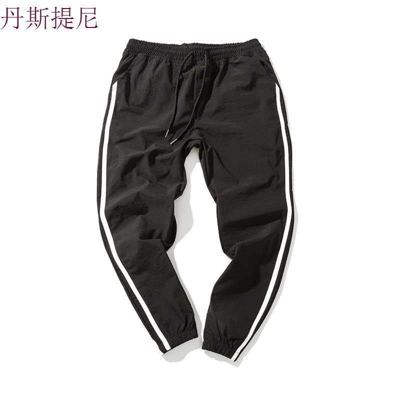 男裤子休闲裤夏季薄款运动裤宽松哈伦裤韩版九分裤ins条纹束脚裤