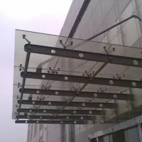 钢结构钢化玻璃雨棚6+6加胶钢化玻璃 一价全包/平米