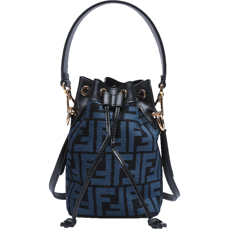 芬迪fendi女士织物配皮montresor手提单肩斜挎包抽绳包水桶包8bs010