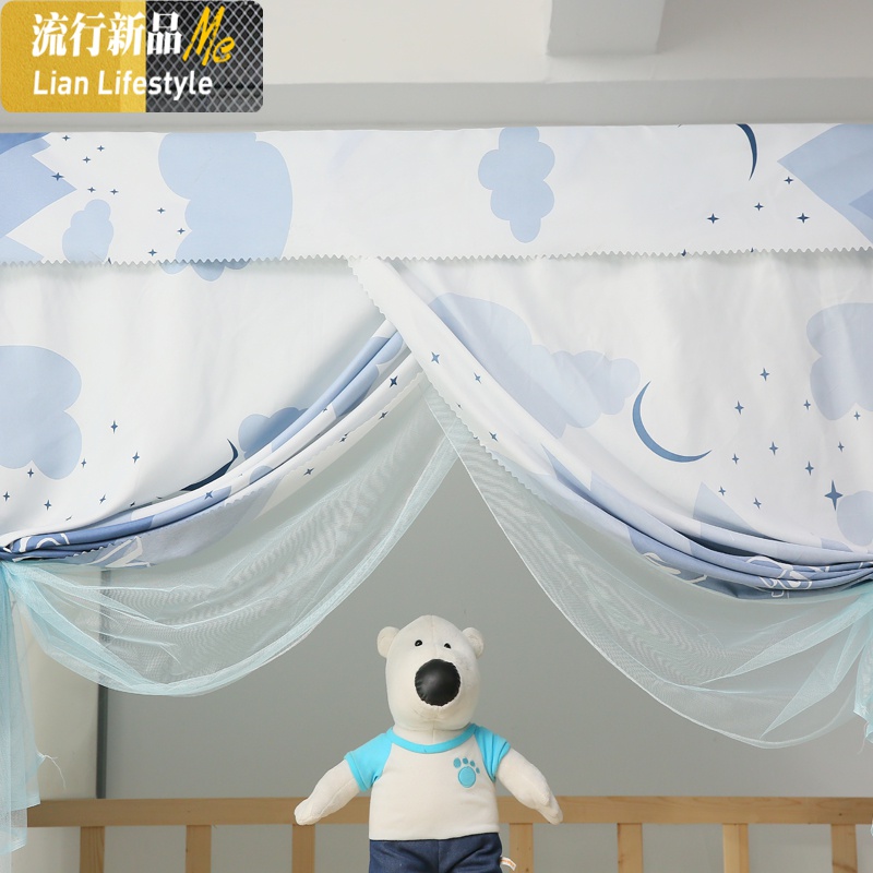 一体式床帘加蚊帐学生宿舍0.9m单人床物理遮光布1.2米上下铺纹账 三维工匠高清大图