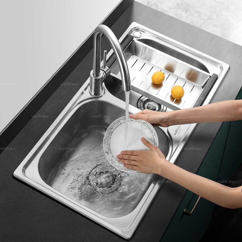 华帝vatti304不锈钢水槽双槽拉丝不锈钢洗菜盆厨房水槽厨房洗碗盆