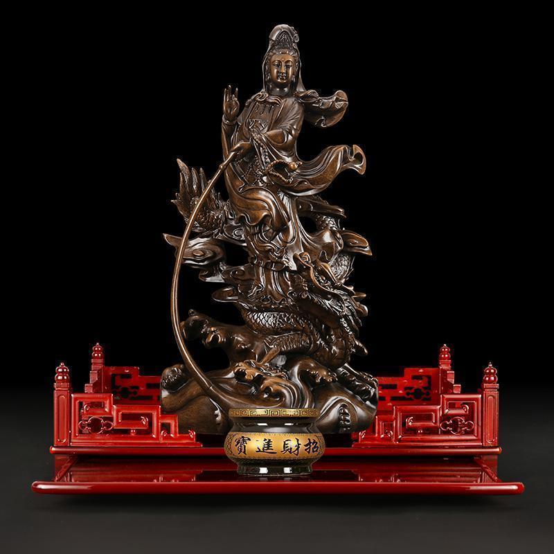 骑龙观音佛像摆件供奉家用居家客厅海观世音菩萨套装_346_873_843